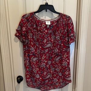 Knox Rose Red and White Floral Blouse